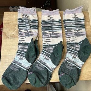 Smartwool Everyday Non-Binding Pressure Free socks Women's large lot green gray